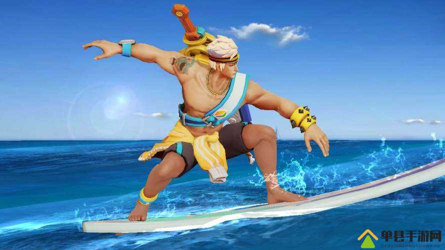 不断挑战极限的冲浪高手,在夏日海岸的背景下,夏侯惇身着海滩运动装备